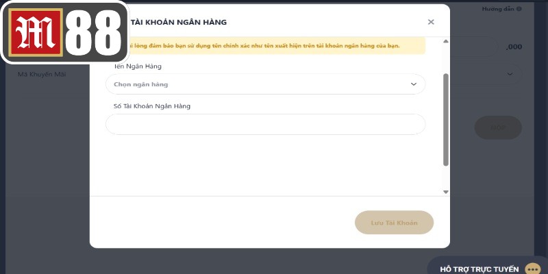 Lưu ý thông tin nạp tiền M88 phải chính xác 100%