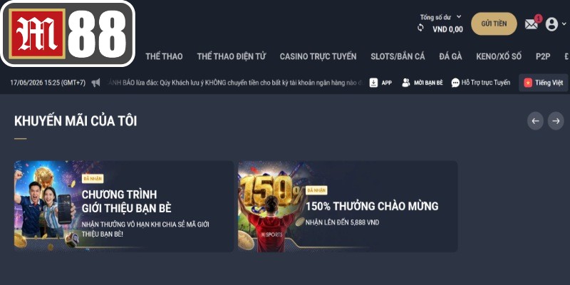 Ưu đãi M88 giúp hội viên gia tăng thời gian trải nghiệm tại nhà cái